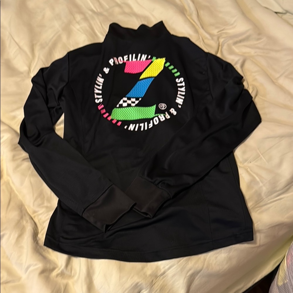Black Long Sleeve Top with Colorful Graphic